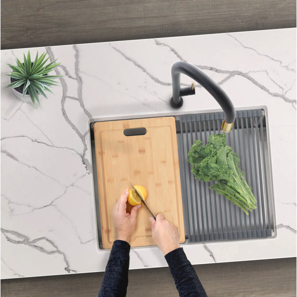 AZUNI Undermount 25 inch Stainless Steel Single Bowl Kitchen Sink